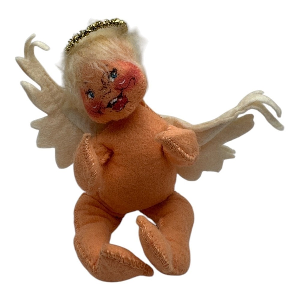 Annalee Mobilitee Cherub Angel Doll From 1971 EUC Bendable Halo Wings NO TAG